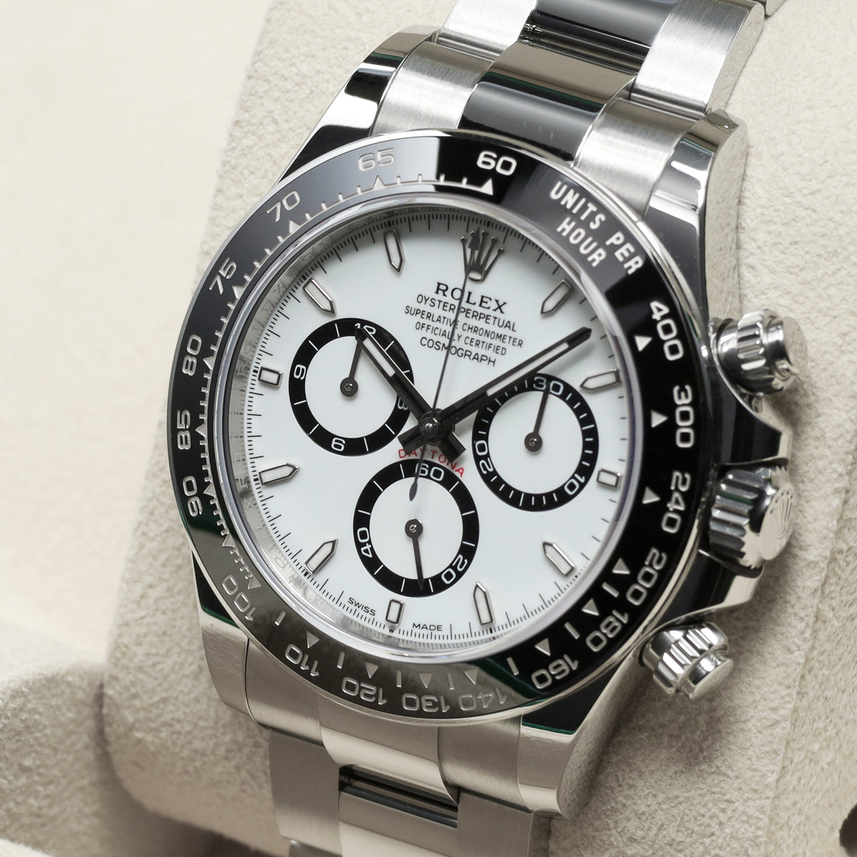 Rolex Daytona Panda 2026 Complete 40mm Oystersteel White Dial Black Cerachrom Ceramic Tachymeter Bezel Oyster Bracelet 126500LN