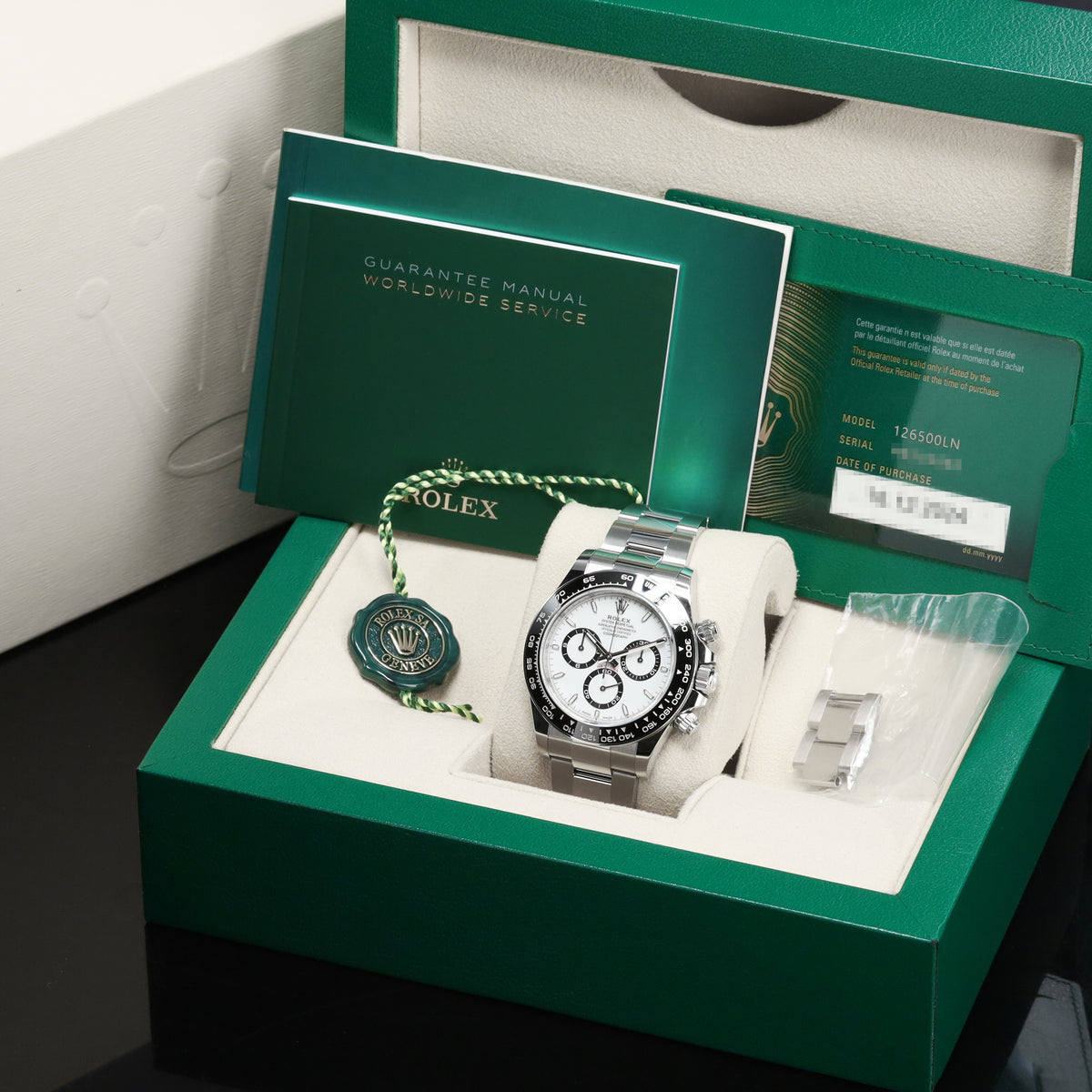 Rolex Daytona Panda 2026 Complete 40mm Oystersteel White Dial Black Cerachrom Ceramic Tachymeter Bezel Oyster Bracelet 126500LN