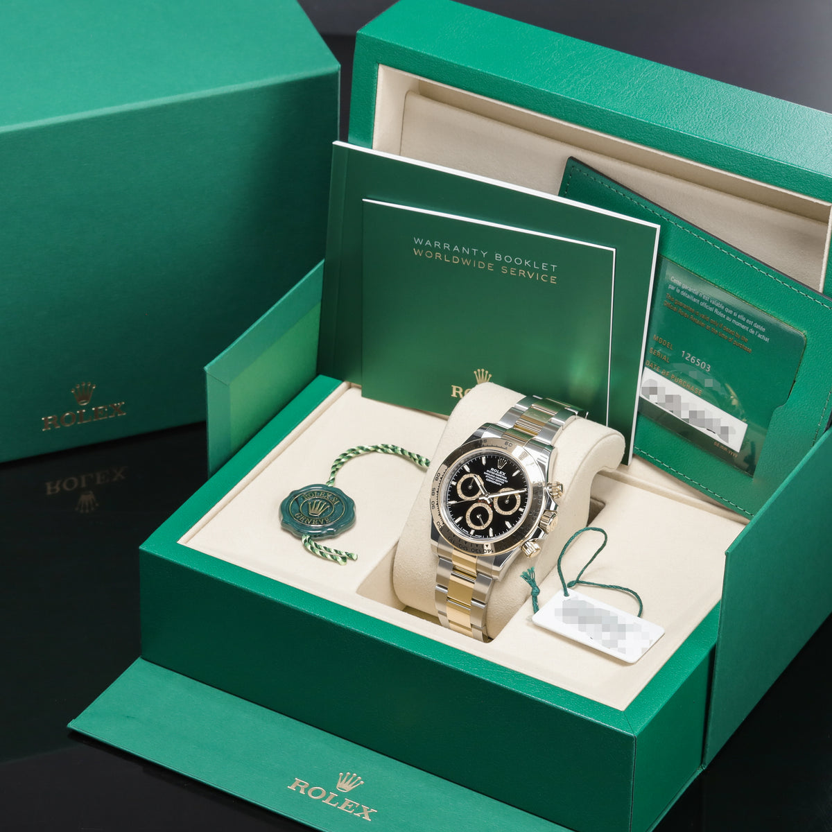 Rolex Daytona 2025 Complete 40mm Oystersteel 18k Yellow Gold Black Dial Yellow Gold Tachymeter Bezel Oyster Bracelet 126503