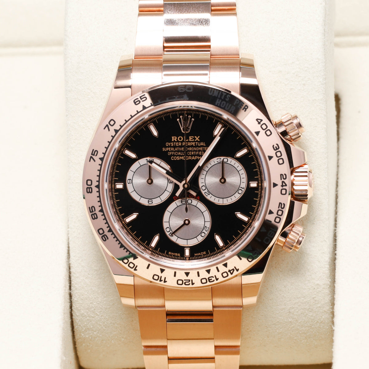 Rolex Daytona 2026 Complete 40mm 18k Everose Gold Black Dial 18k Everose Gold Tachymeter Bezel 18k Everose Gold Oyster Bracelet 126505