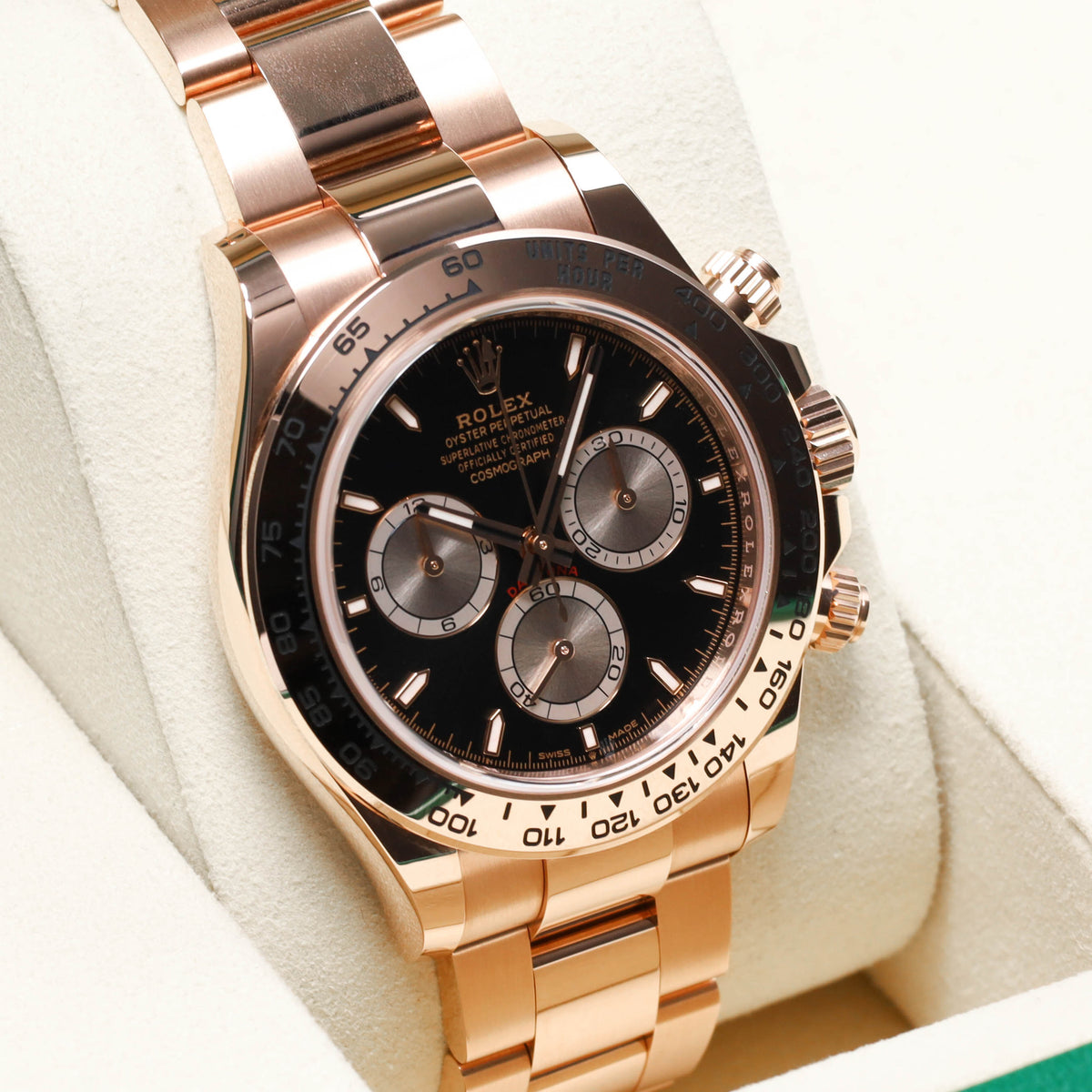 Rolex Daytona 2026 Complete 40mm 18k Everose Gold Black Dial 18k Everose Gold Tachymeter Bezel 18k Everose Gold Oyster Bracelet 126505