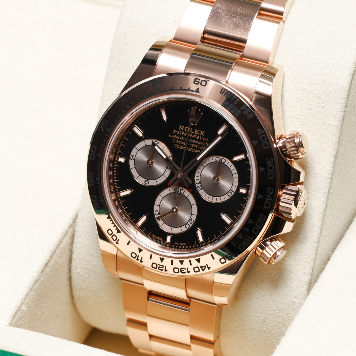 Rolex Daytona 2026 Complete 40mm 18k Everose Gold Black Dial 18k Everose Gold Tachymeter Bezel 18k Everose Gold Oyster Bracelet 126505