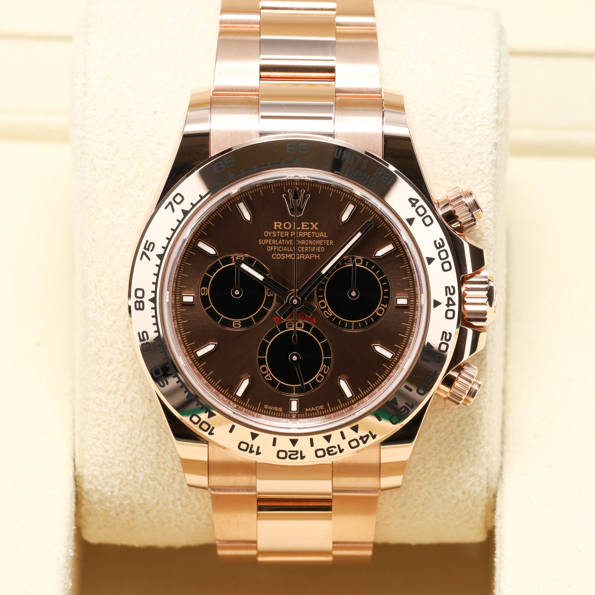 Rolex Daytona 2025 Complete 40mm Rose Gold Chocolate Dial 18k Everose Gold Bezel Oyster Bracelet 126505