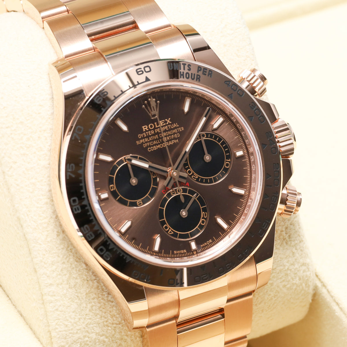 Rolex Daytona 2025 Complete 40mm Rose Gold Chocolate Dial 18k Everose Gold Bezel Oyster Bracelet 126505