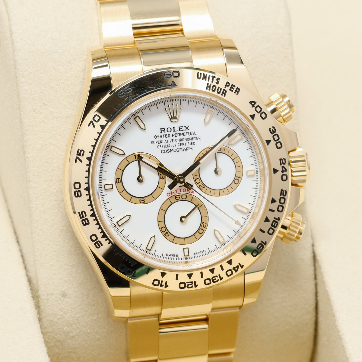 Rolex Daytona 2026 Complete 40mm 18k Yellow Gold White Dial 18k Yellow Gold Tachymeter Bezel 18k Yellow Gold Oyster Bracelet 126508