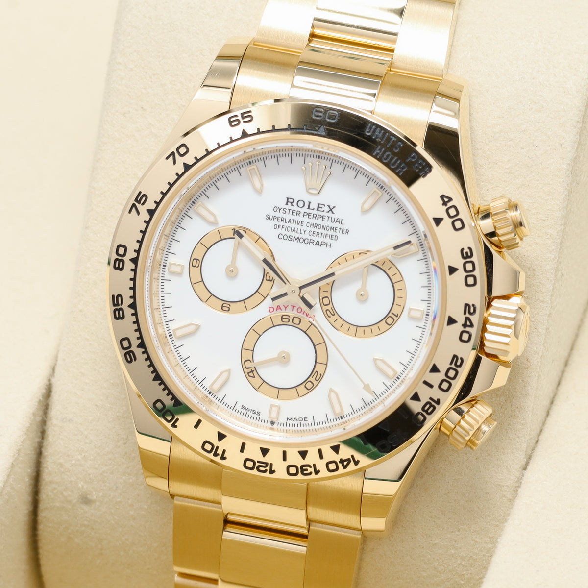 Rolex Daytona 2026 Complete 40mm 18k Yellow Gold White Dial 18k Yellow Gold Tachymeter Bezel 18k Yellow Gold Oyster Bracelet 126508