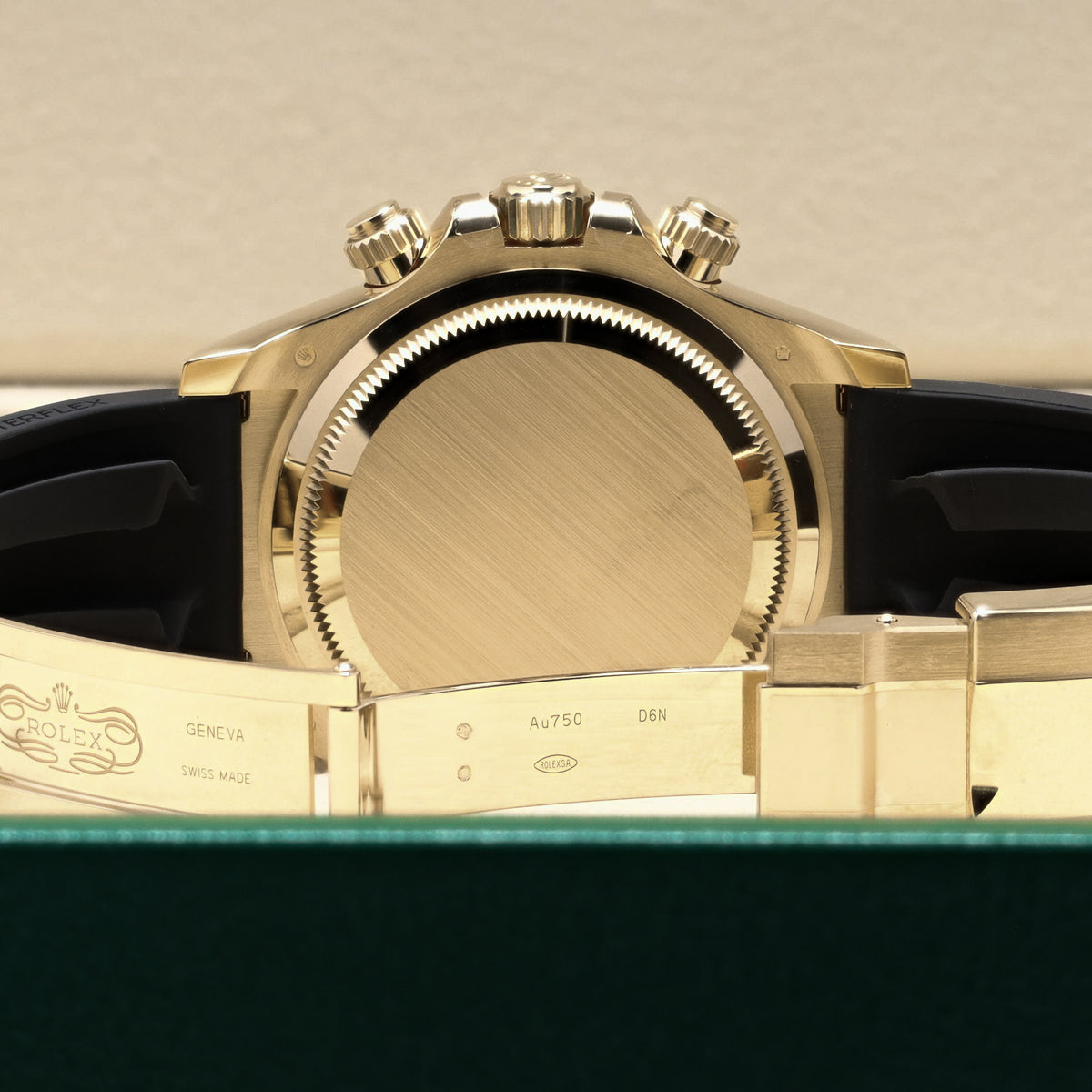 Rolex Daytona 2026 Complete 40mm 18k Yellow Gold Black with Yellow Gold Sub-Dials Black Cerachrom Ceramic Bezel Oysterflex Rubber Bracelet 126518LN