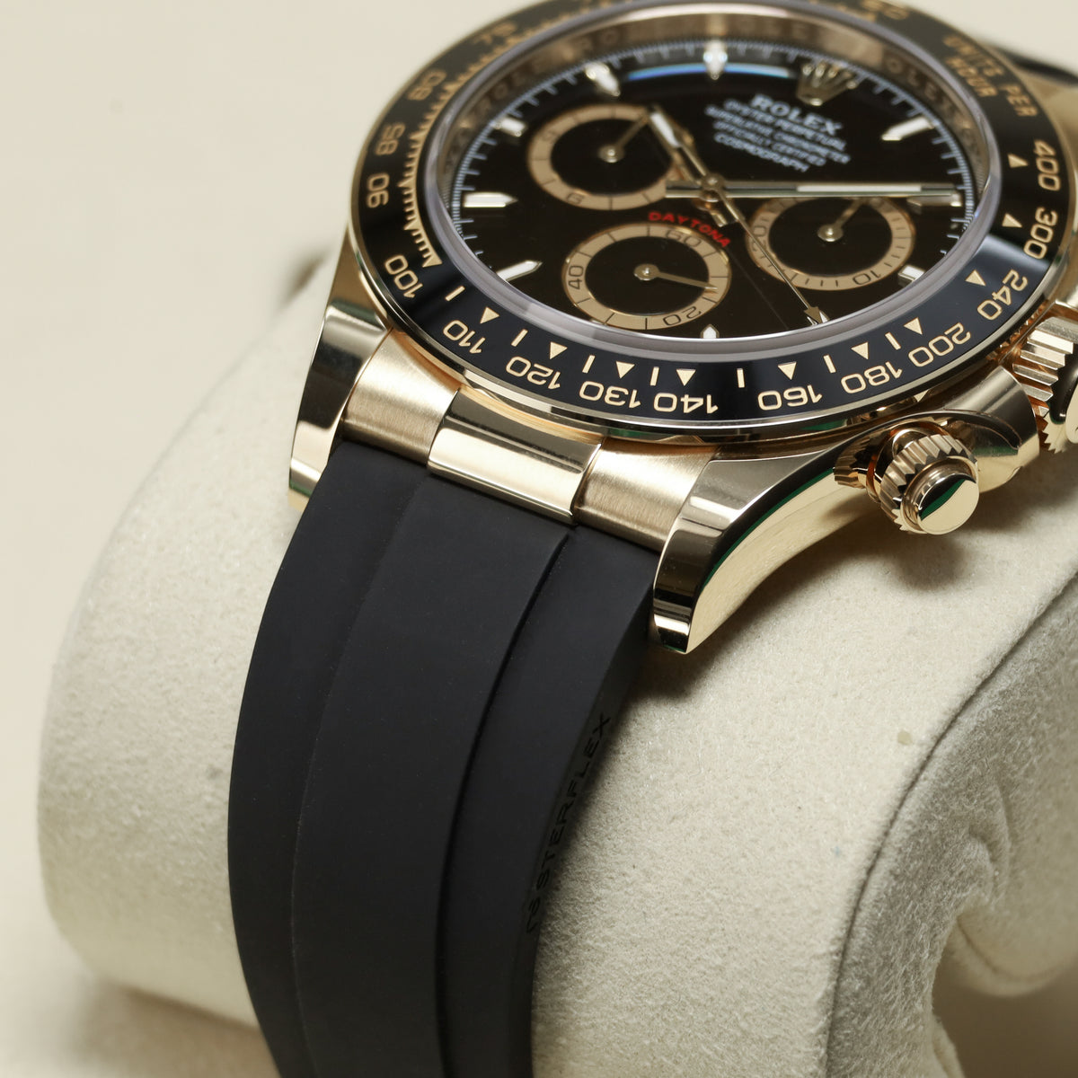Rolex Daytona 2026 Complete 40mm 18k Yellow Gold Black with Yellow Gold Sub-Dials Black Cerachrom Ceramic Bezel Oysterflex Rubber Bracelet 126518LN
