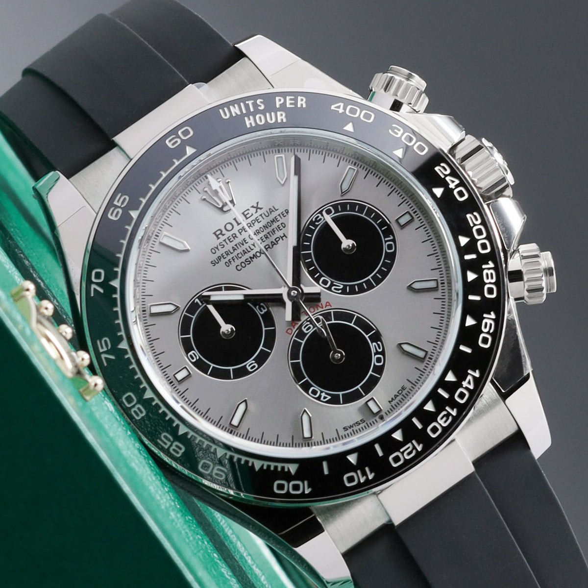 Rolex Daytona Ghost 2026 Complete 40mm 18k White Gold Grey Dial Black Cerachrom Ceramic Bezel Oysterflex Bracelet 126519LN