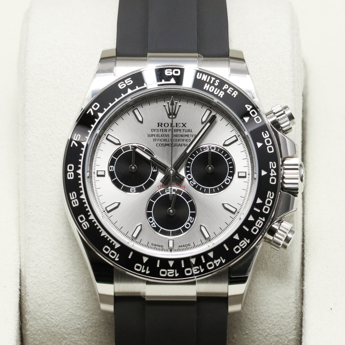 Rolex Daytona Ghost 2026 Complete 40mm 18k White Gold Grey Dial Black Cerachrom Ceramic Bezel Oysterflex Bracelet 126519LN