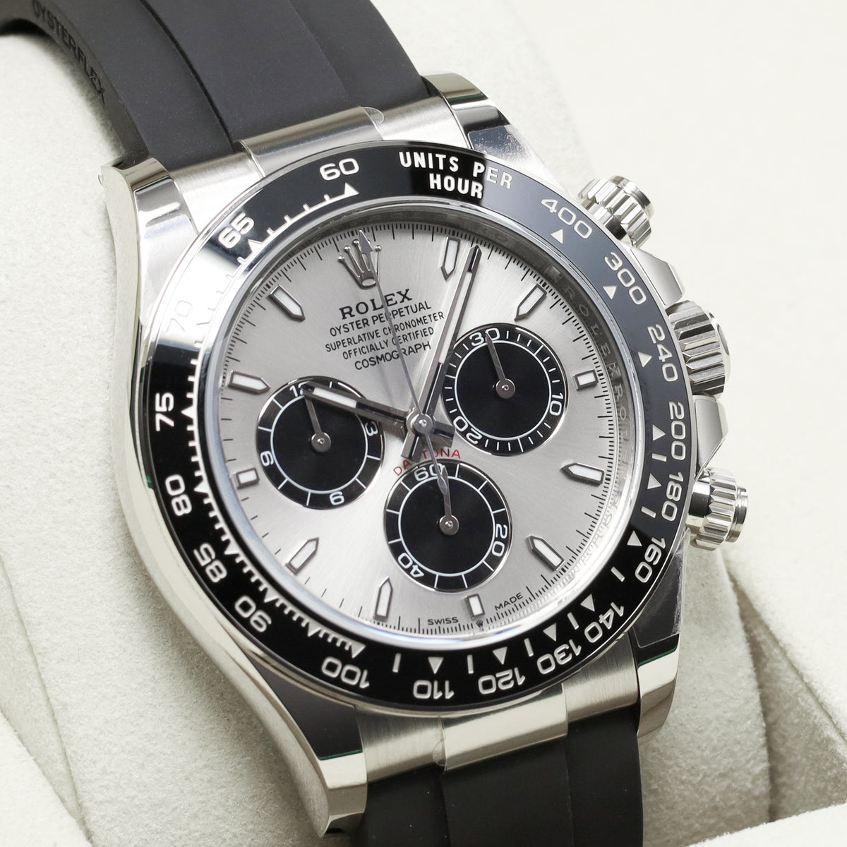 Rolex Daytona Ghost 2026 Complete 40mm 18k White Gold Grey Dial Black Cerachrom Ceramic Bezel Oysterflex Bracelet 126519LN