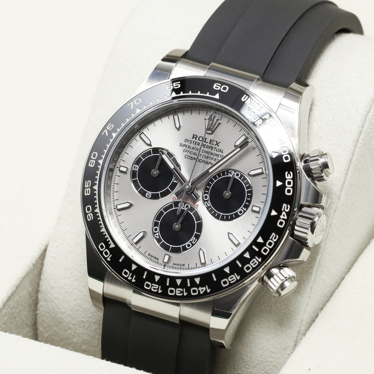 Rolex Daytona Ghost 2026 Complete 40mm 18k White Gold Grey Dial Black Cerachrom Ceramic Bezel Oysterflex Bracelet 126519LN