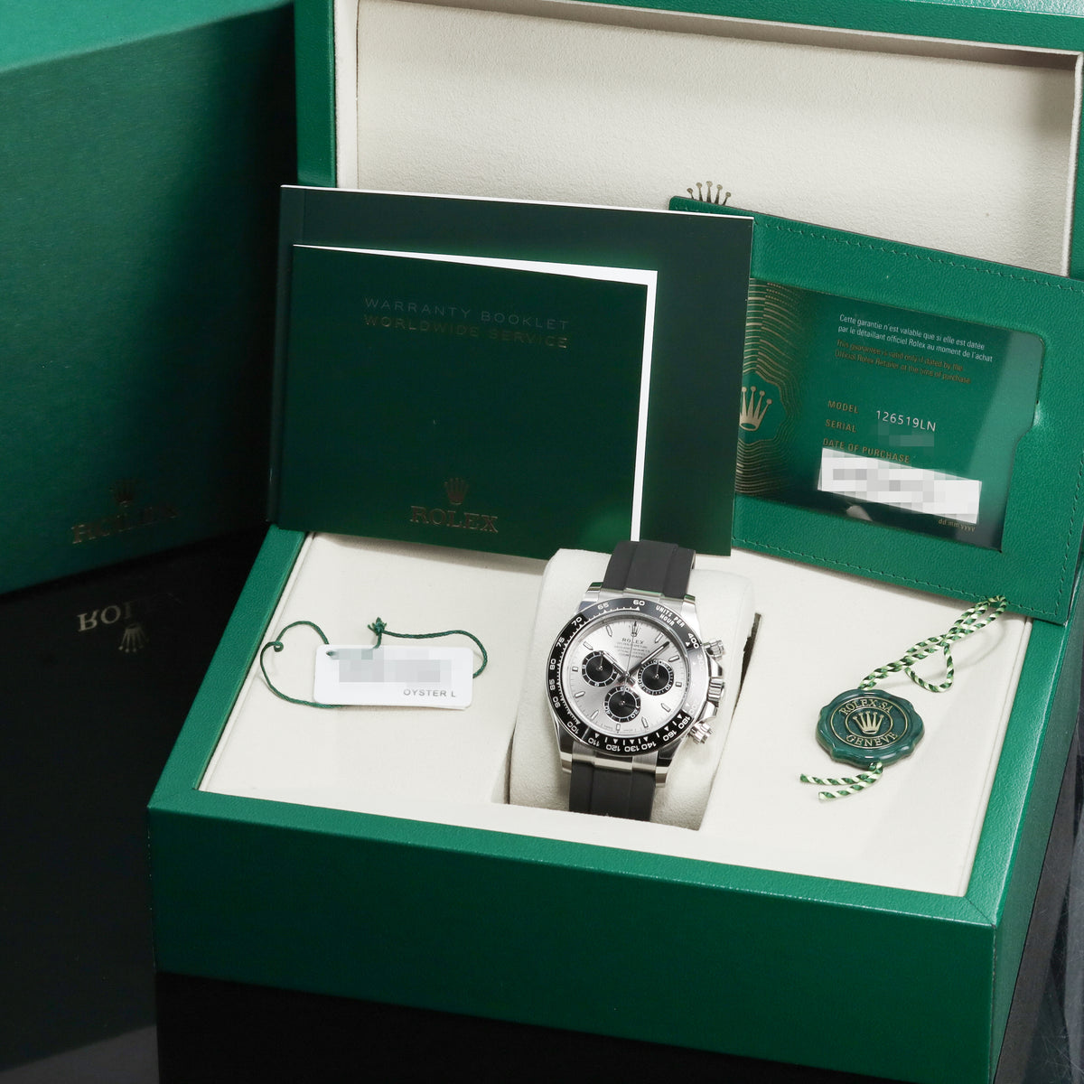 Rolex Daytona Ghost 2026 Complete 40mm 18k White Gold Grey Dial Black Cerachrom Ceramic Bezel Oysterflex Bracelet 126519LN