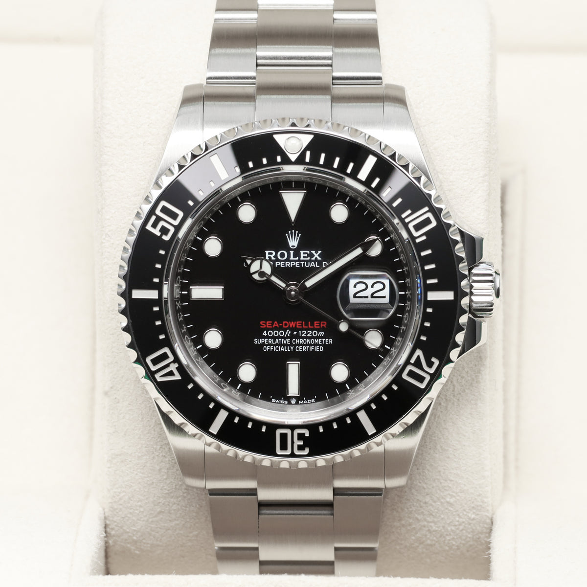 Rolex Sea Dweller 2018 43mm Oystersteel Intense Black with Red “SEA-DWELLER” Text Dial Black Cerachrom Ceramic Bezel Oystersteel Oyster Bracelet with Oysterlock and Glidelock Extension 126600