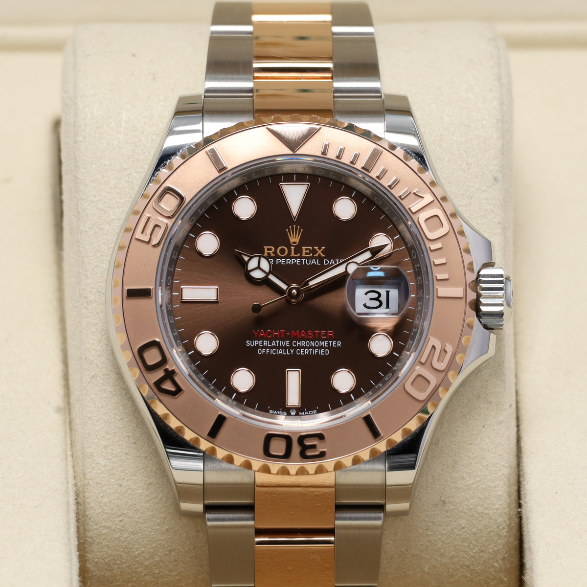 Rolex Yacht Master 2025 Complete 40mm Stainless Steel Case Chocolate Dial Everose gold Bezel Oyster Bracelet 126621