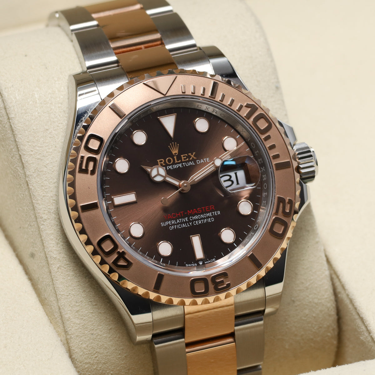 Rolex Yacht Master 2025 Complete 40mm Stainless Steel Case Chocolate Dial Everose gold Bezel Oyster Bracelet 126621