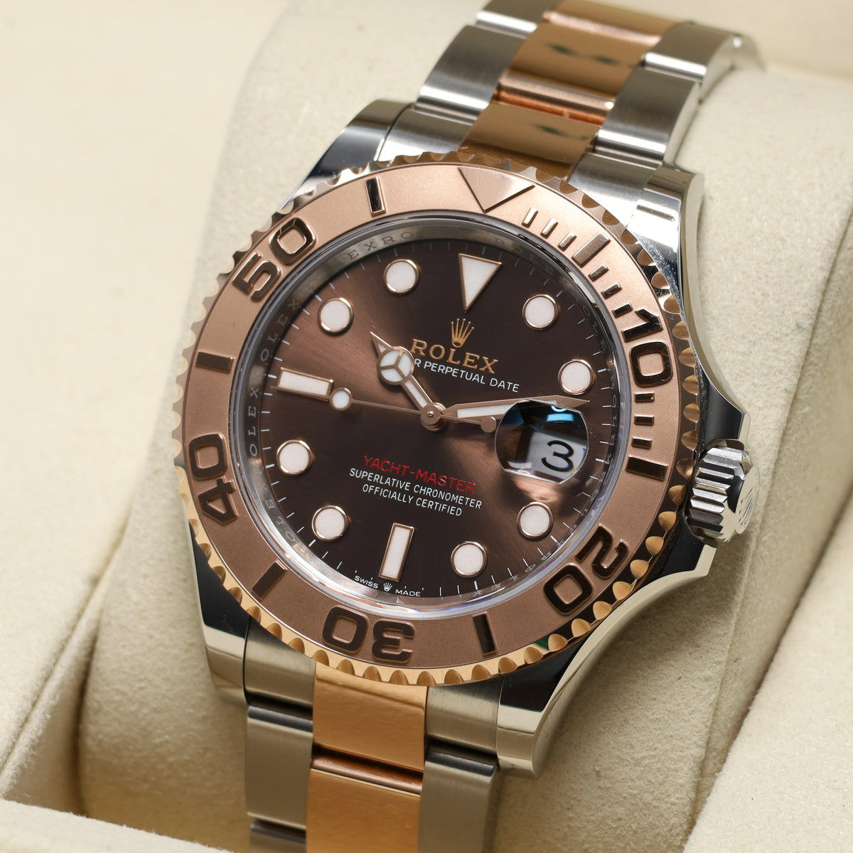 Rolex Yacht Master 2025 Complete 40mm Stainless Steel Case Chocolate Dial Everose gold Bezel Oyster Bracelet 126621