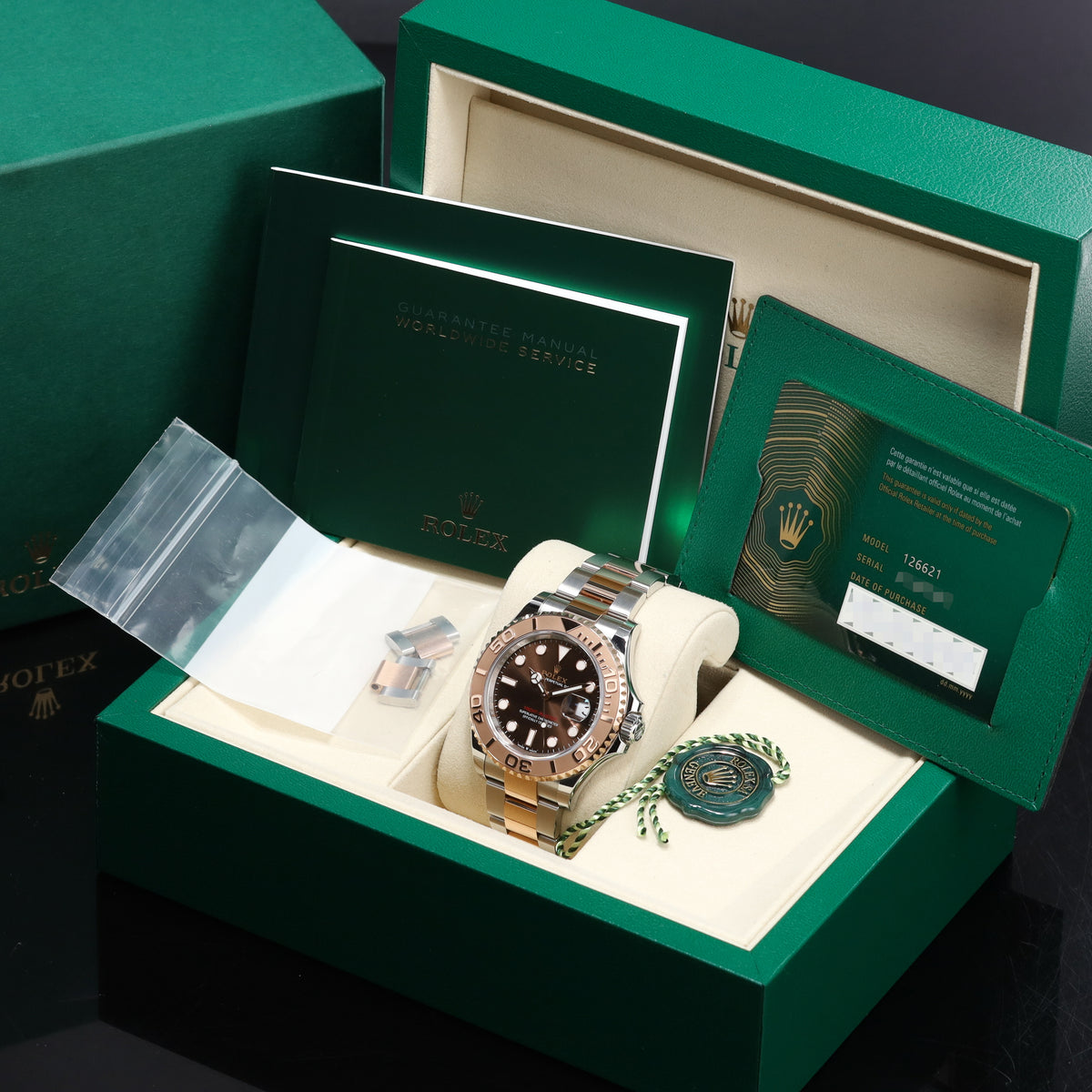Rolex Yacht Master 2025 Complete 40mm Stainless Steel Case Chocolate Dial Everose gold Bezel Oyster Bracelet 126621