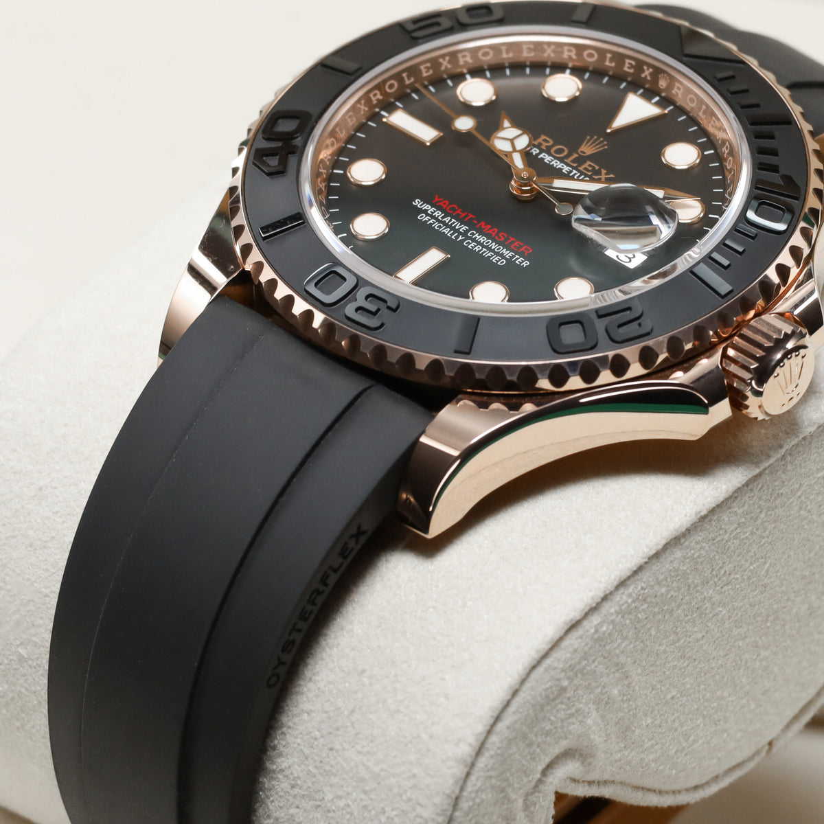 Rolex Yacht-Master 40 Complete 40mm 18K Everose Gold Intense Black Dial Matte Black Cerachrom Ceramic with 18K Everose Gold Black Oysterflex Bracelet with 18K Everose Gold Oysterlock Folding Clasp 126655