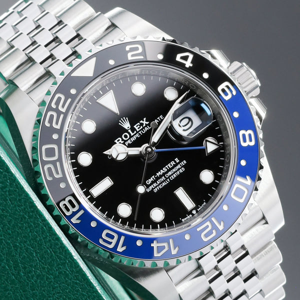 Rolex GMT Master II "Bat Girl" 2026 Complete 40mm  Oystersteel (Stainless Steel)  Black Dial Bidirectional Rotating Blue and Black Cerachrom Ceramic Bezel  Oystersteel Jubilee Bracelet with Oysterlock Safety Clasp 126710BLNR