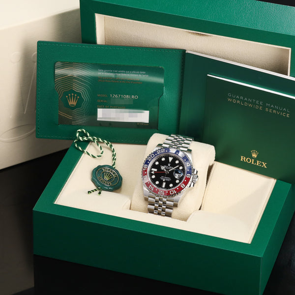Rolex GMT-Master II Pepsi 2022 Complete Steel Case Blue Red Ceramic Bezel Black Dial Jubilee 126710BLRO