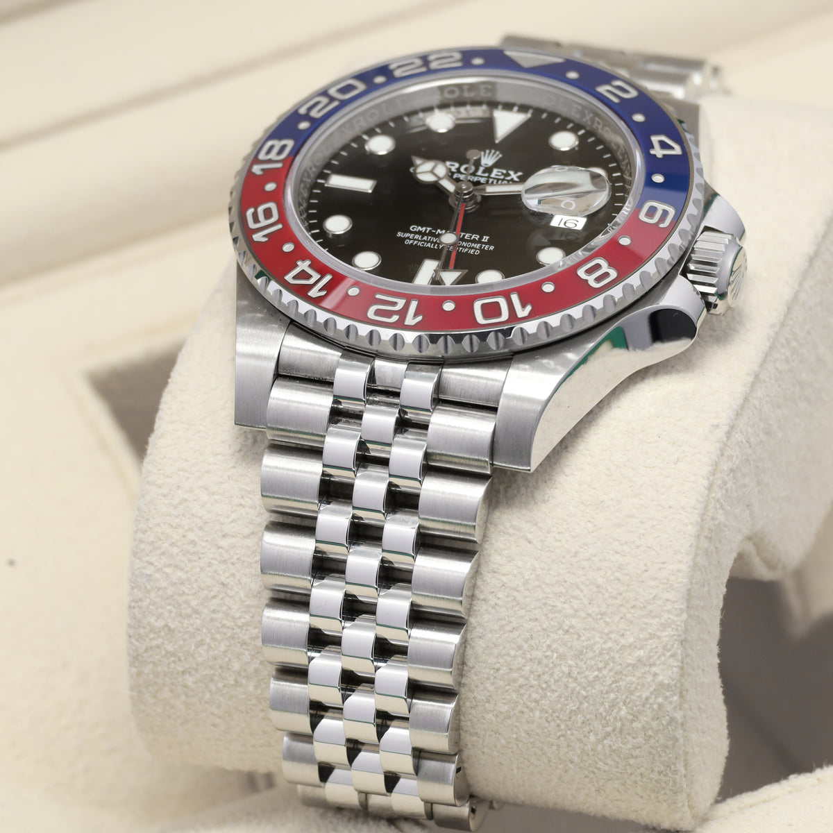Rolex GMT-Master II Pepsi Complete 40mm Black Dial Red Blue Ceramic Bezel Jubilee Bracelet 126710BLRO