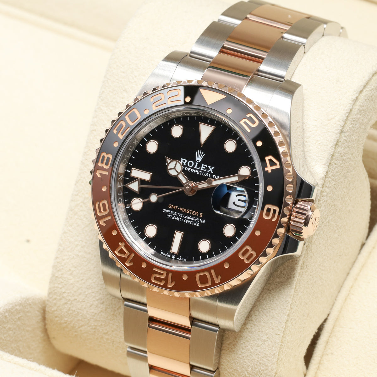 Rolex GMT Master II Rootbeer 2022 Complete 40mm Oystersteel 18k Everose Gold Black Dial Brown Black Cerachrom Two-tone Oyster Bracelet 126711CHNR