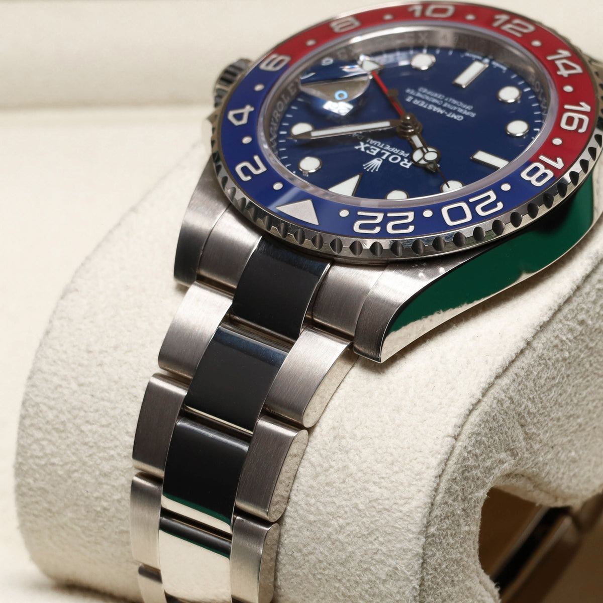 Rolex GMT Master II Complete 40mm 18k White Gold Blue Dial Red and Blue Cerachrom Ceramic Bezel 18k White Gold Oyster Bracelet 126719BLRO