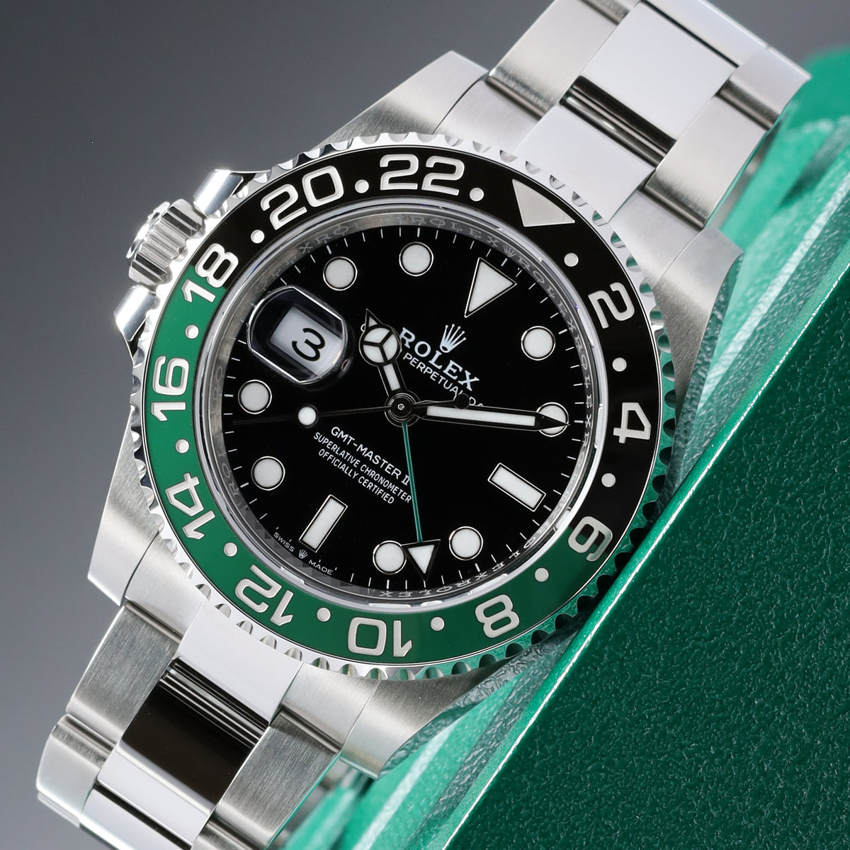 Rolex GMT Master II Sprite 2025 Complete 40mm Oystersteel  Black Dial Green And Black Cerachrom Bezel Oyster Bracelet 126720VTNR