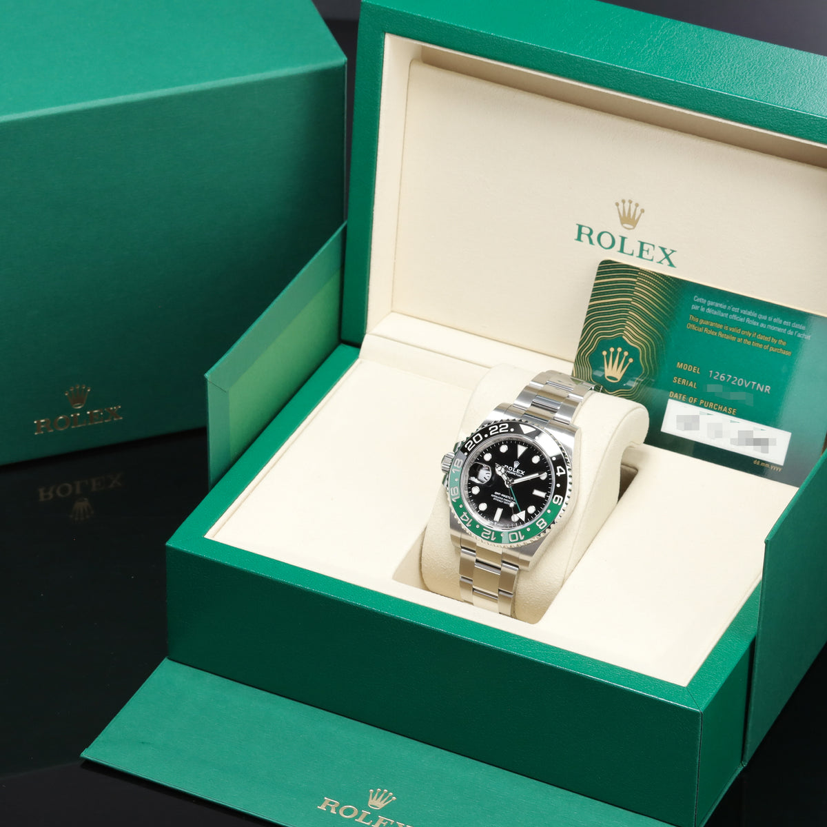 Rolex GMT Master II Sprite 2025 Complete 40mm Oystersteel  Black Dial Green And Black Cerachrom Bezel Oyster Bracelet 126720VTNR
