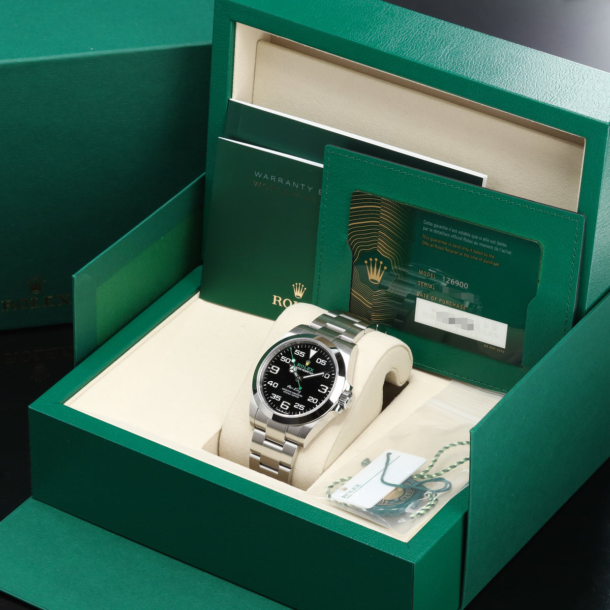 Rolex Airking 2025 Complete 40mm Oystersteel Black Dial Smooth Bezel Oyster Bracelet 126900