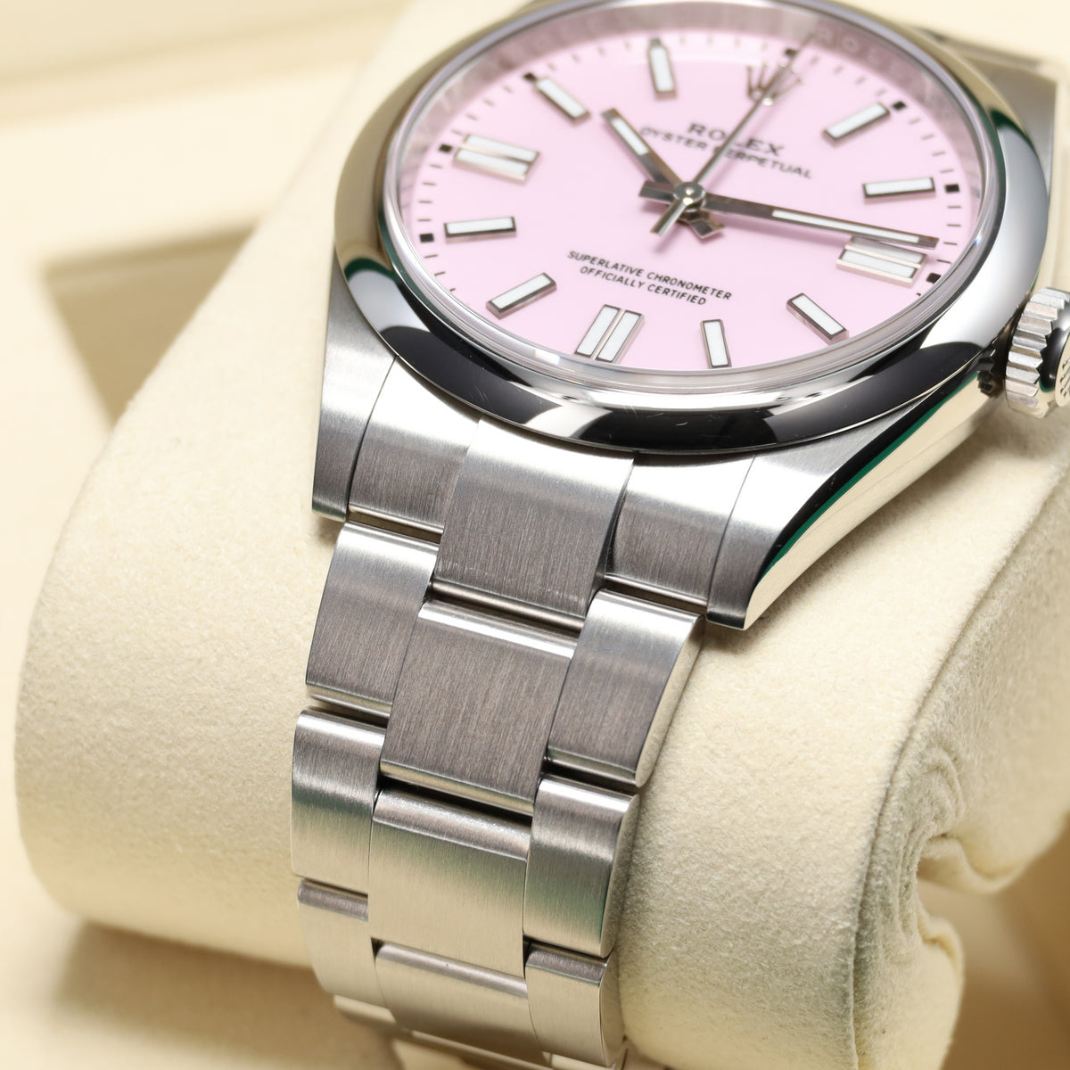 Rolex Oyster Perpetual 2026 Complete 41mm Oystersteel Pink Dial Smooth Domed Bezel Oyster Bracelet 134300