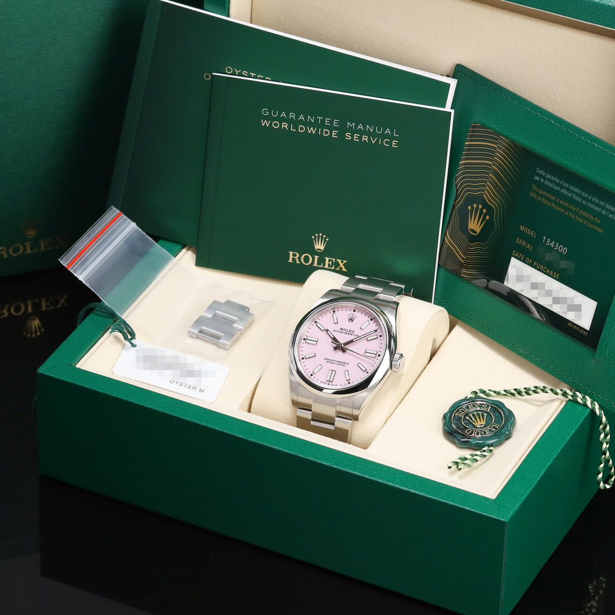 Rolex Oyster Perpetual 2026 Complete 41mm Oystersteel Pink Dial Smooth Domed Bezel Oyster Bracelet 134300