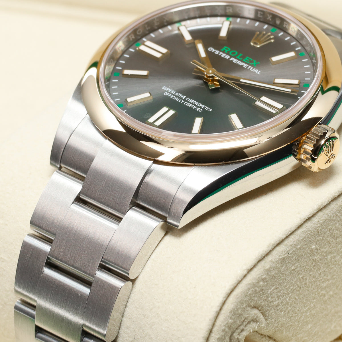 Rolex Oyster Perpetual 41 2026 Complete 41mm Oystersteel Stainless Steel & 18K Yellow Gold Slate Grey with Green Accents and "100 Years" Dial 18K Yellow Gold Smooth Domed Bezel Oystersteel Stainless Steel Oyster Bracelet with Folding Oysterclasp 134303