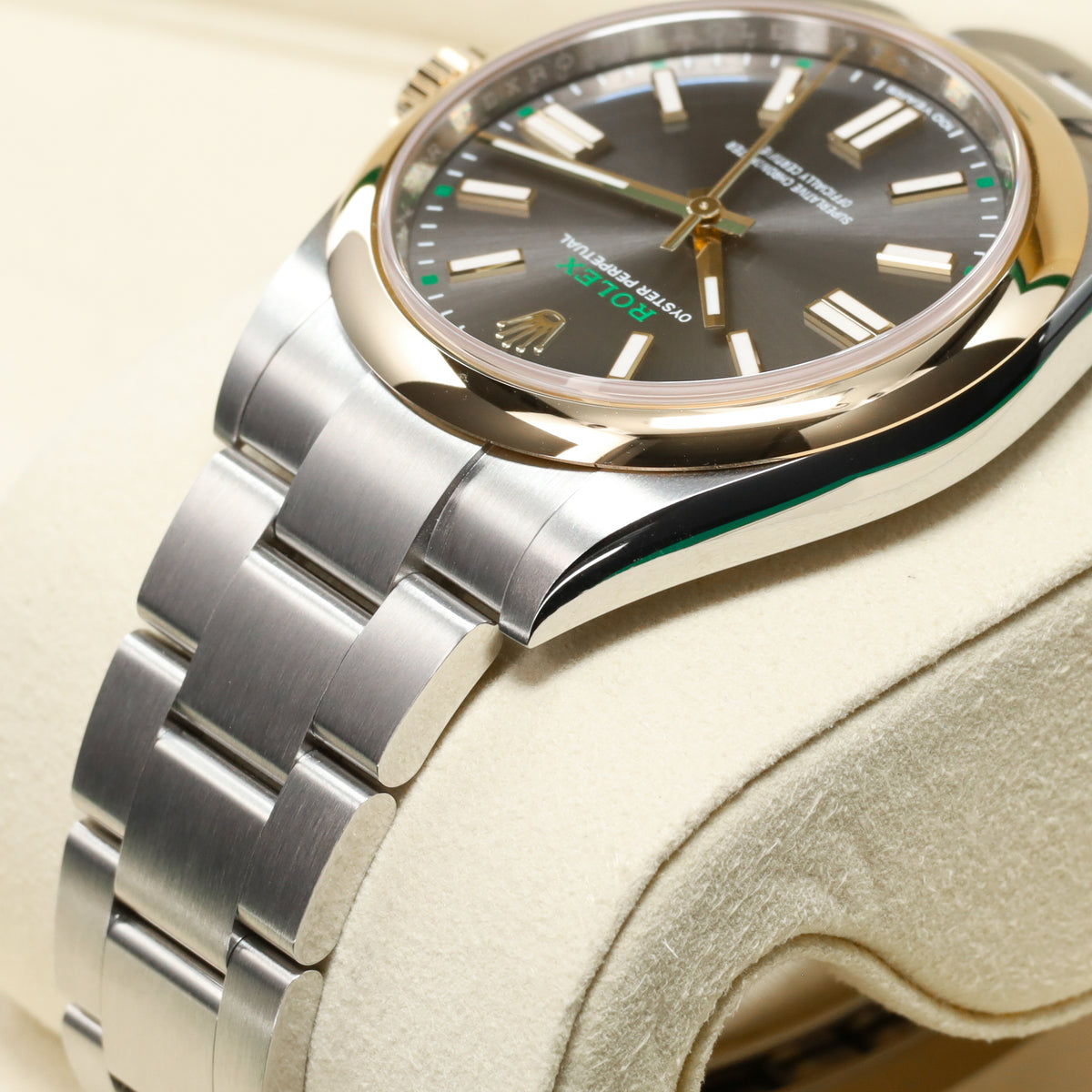 Rolex Oyster Perpetual 41 2026 Complete 41mm Oystersteel Stainless Steel & 18K Yellow Gold Slate Grey with Green Accents and "100 Years" Dial 18K Yellow Gold Smooth Domed Bezel Oystersteel Stainless Steel Oyster Bracelet with Folding Oysterclasp 134303