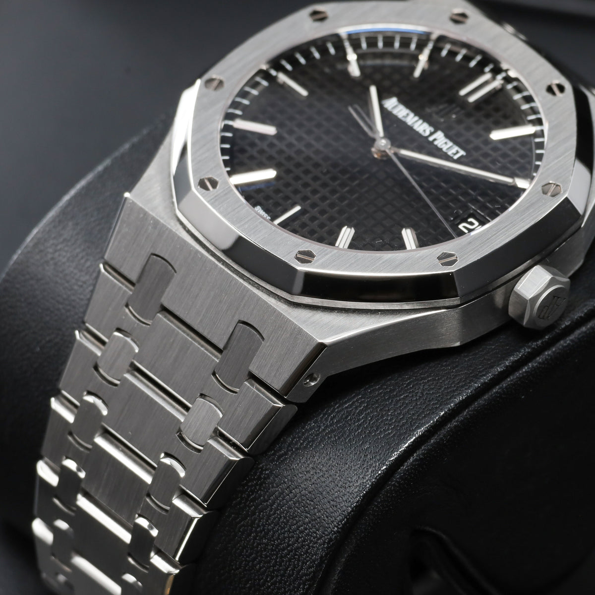 Audemars Piguet Royal Oak Complete 41mm Stainless Steel Black “Grande Tapisserie” Dial Stainless Steel Octagonal Bezel Integrated Stainless Steel Bracelet with AP Folding Clasp 15500ST.OO.1220ST.03