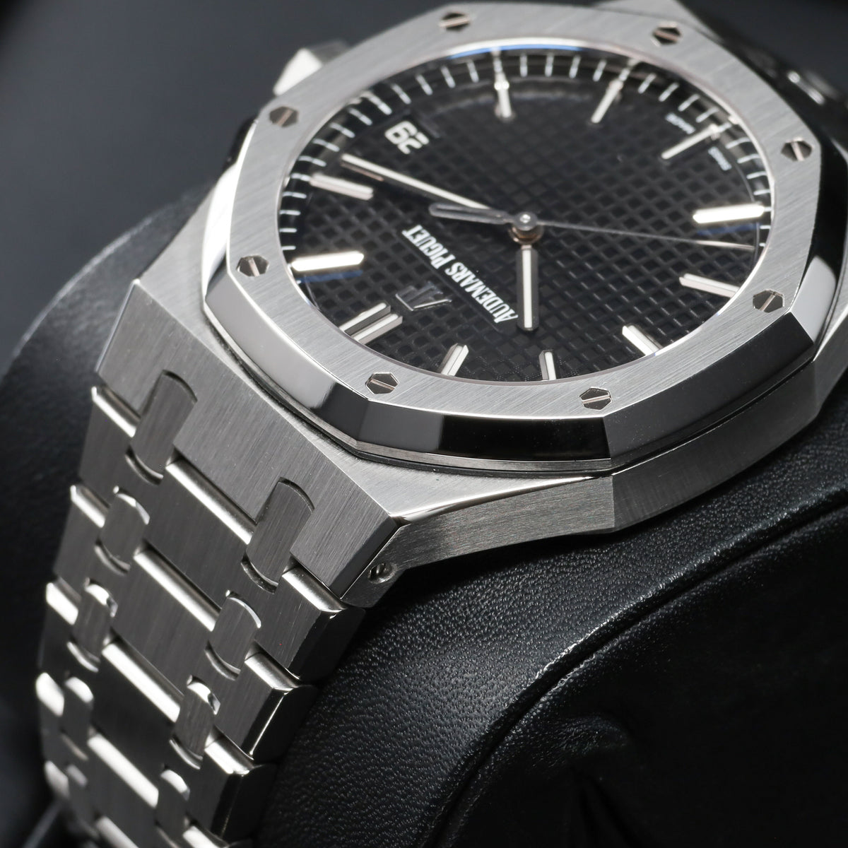 Audemars Piguet Royal Oak Complete 41mm Stainless Steel Black “Grande Tapisserie” Dial Stainless Steel Octagonal Bezel Integrated Stainless Steel Bracelet with AP Folding Clasp 15500ST.OO.1220ST.03