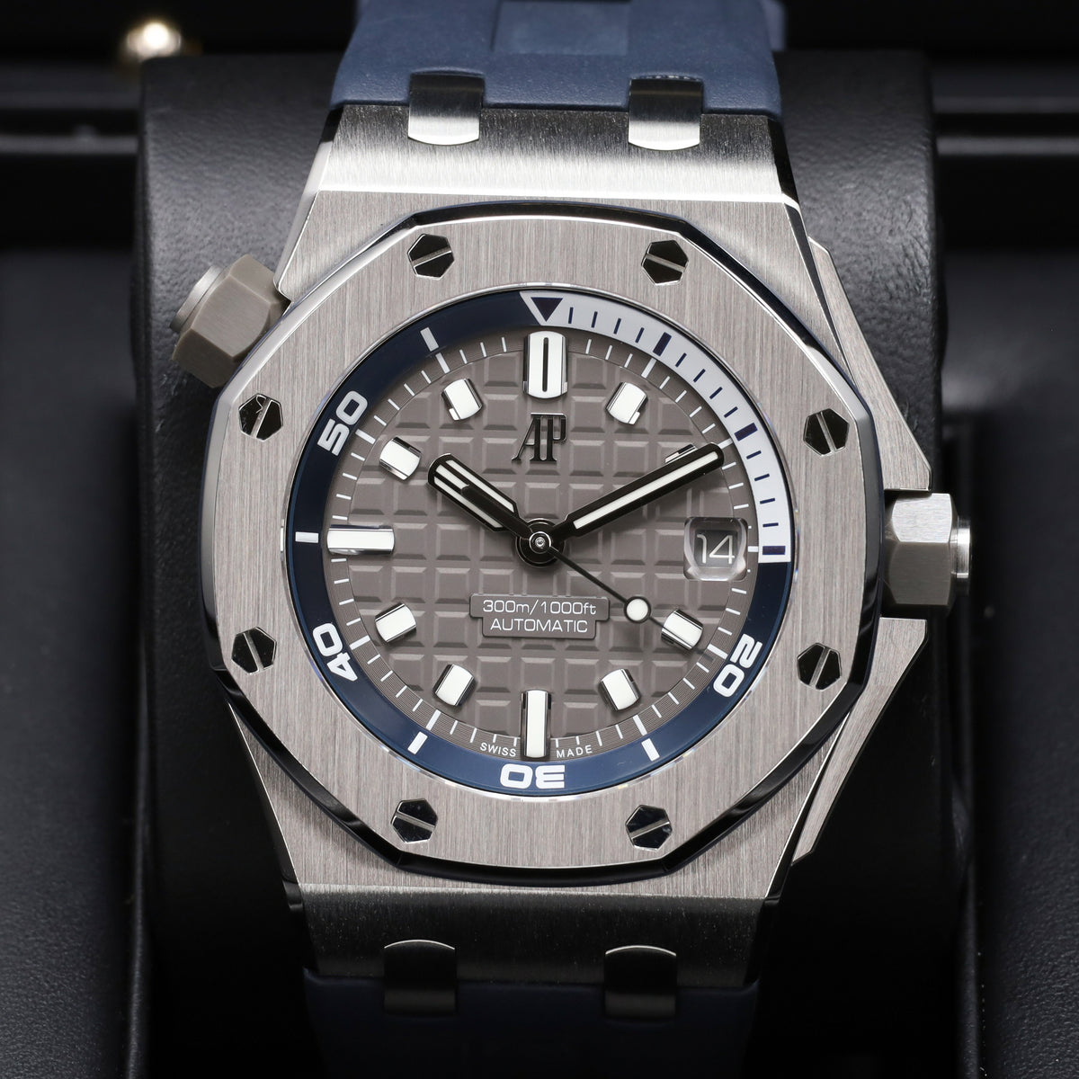 Audemars Piguet Royal Oak Offshore "Grey Diver" Complete 42mm Stainless Steel Grey Dial  Stainless Steel with Grey Inner Rotating Bezel Grey Rubber Strap 15720ST.OO.A0009CA.01
