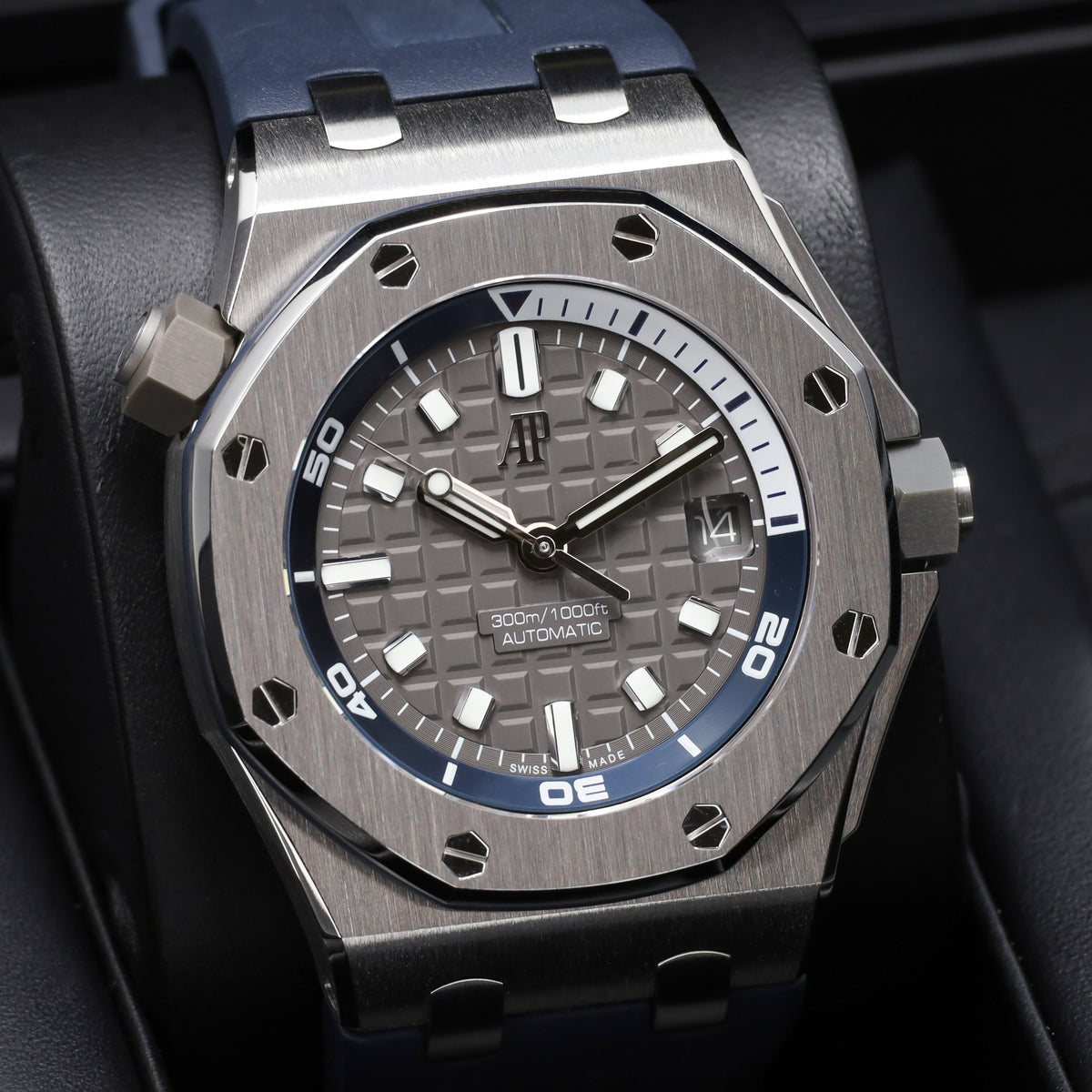 Audemars Piguet Royal Oak Offshore "Grey Diver" Complete 42mm Stainless Steel Grey Dial  Stainless Steel with Grey Inner Rotating Bezel Grey Rubber Strap 15720ST.OO.A0009CA.01