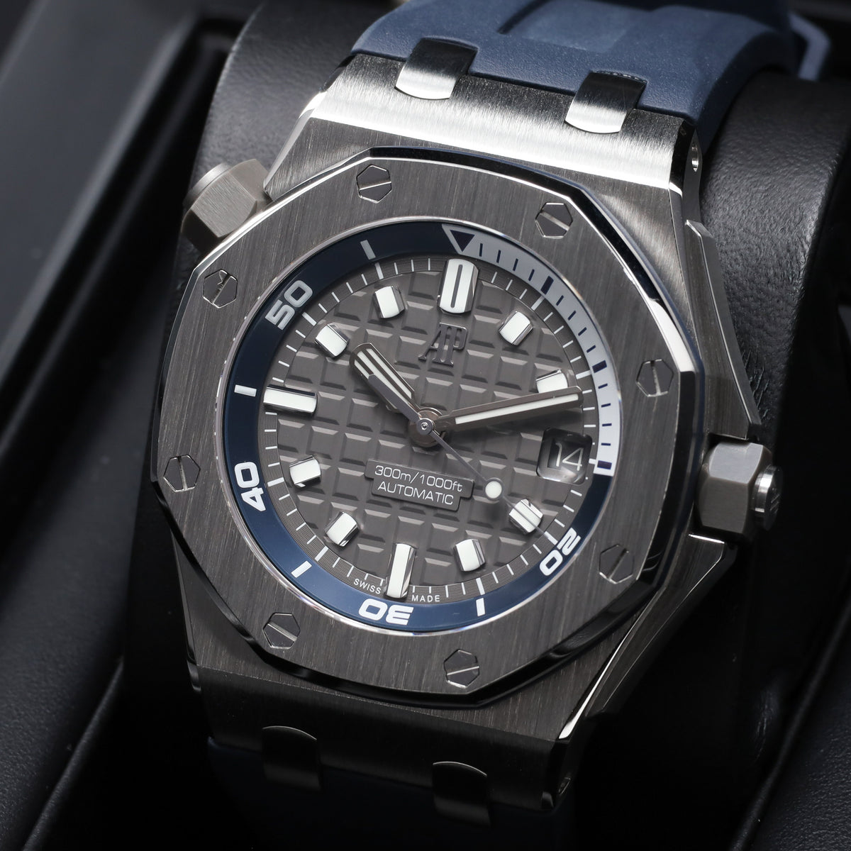 Audemars Piguet Royal Oak Offshore "Grey Diver" Complete 42mm Stainless Steel Grey Dial  Stainless Steel with Grey Inner Rotating Bezel Grey Rubber Strap 15720ST.OO.A0009CA.01