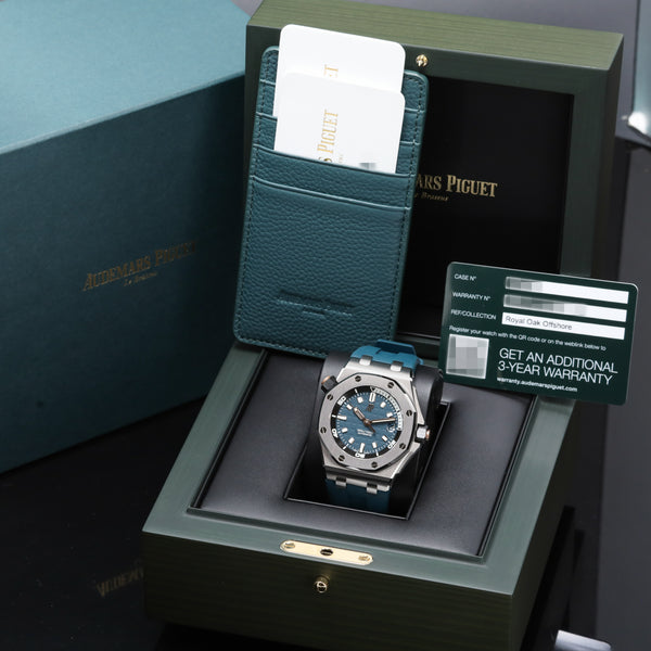 Audemars Piguet Royal Oak Offshore "Blue Diver" 2026 Complete 42mm Stainless Steel Deep Teal / Abyssal Blue Dial Inner Rotating Diving Bezel Blue Rubber Strap 15720ST.OO.A403CA.01