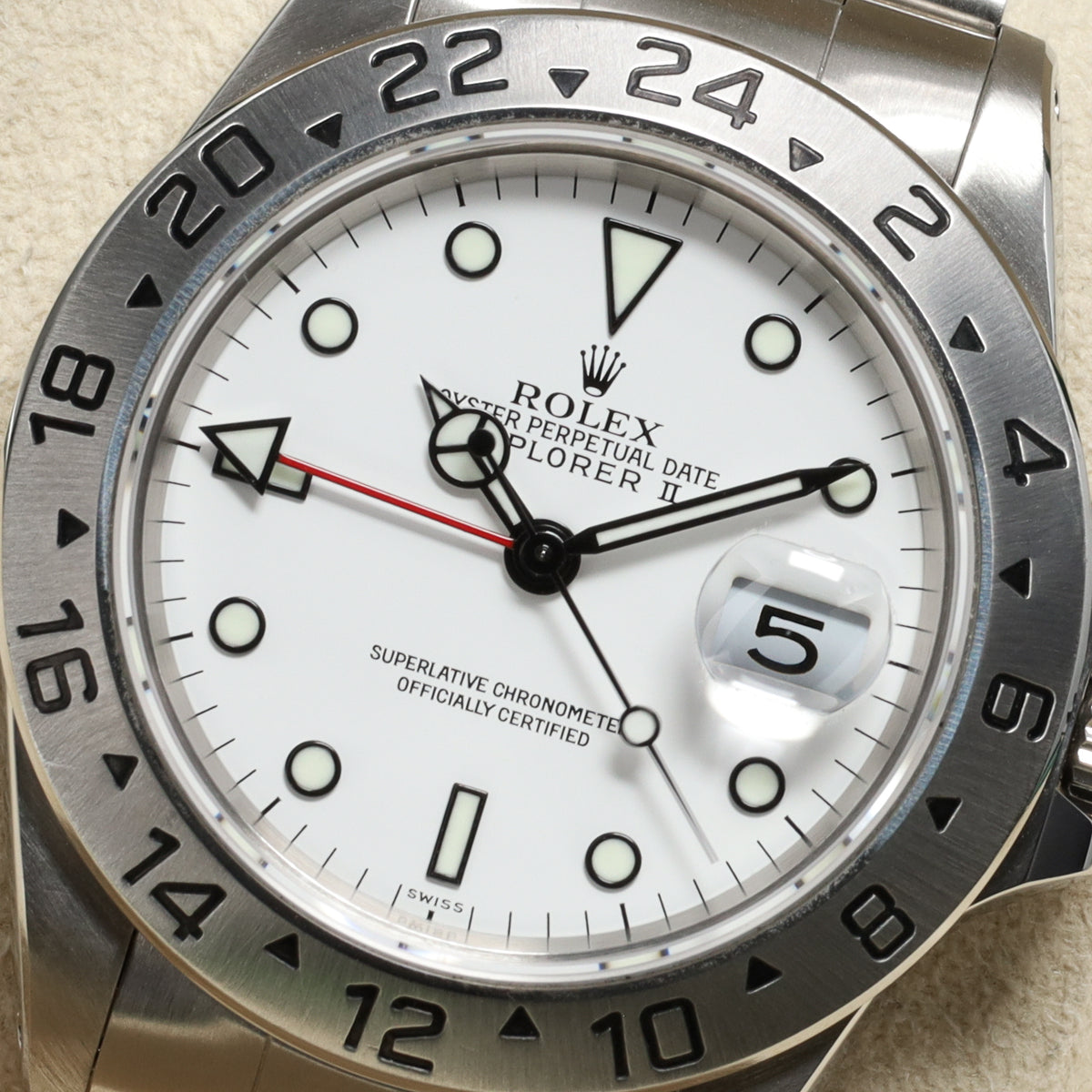 Rolex Explorer II Polar GMT 1999 40mm White Dial Steel Case Silver Bezel Oyster Bracelet 16570