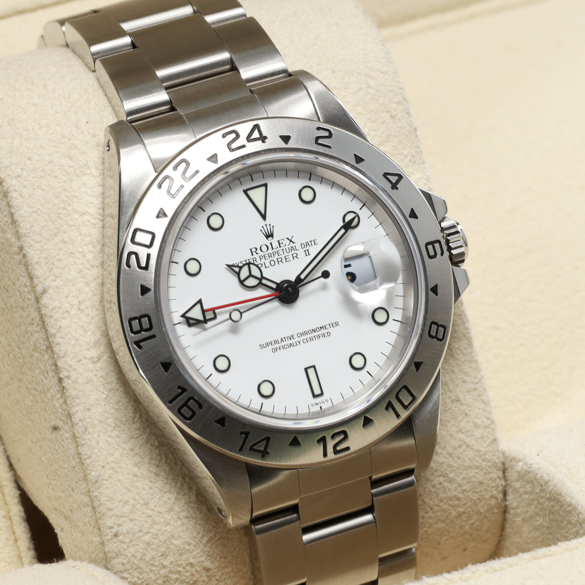 Rolex Explorer II Polar GMT 1999 40mm White Dial Steel Case Silver Bezel Oyster Bracelet 16570