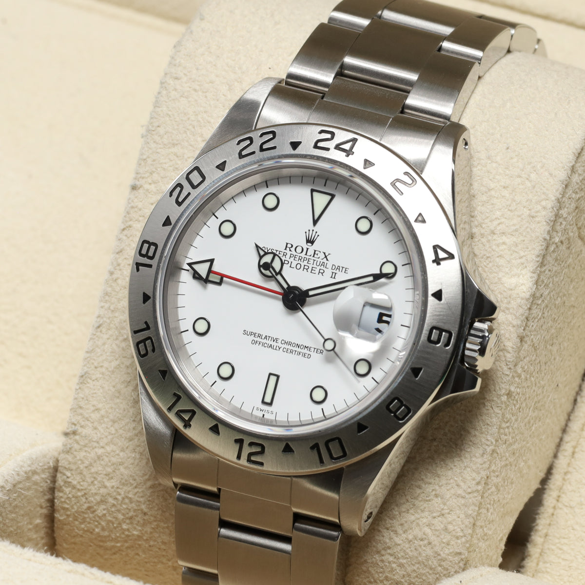 Rolex Explorer II Polar GMT 1999 40mm White Dial Steel Case Silver Bezel Oyster Bracelet 16570