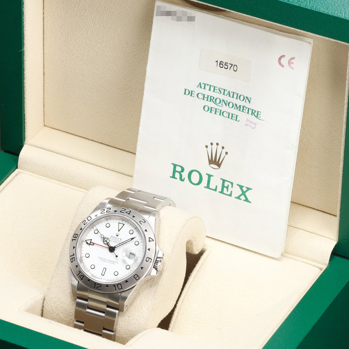 Rolex Explorer II Polar GMT 1999 40mm White Dial Steel Case Silver Bezel Oyster Bracelet 16570