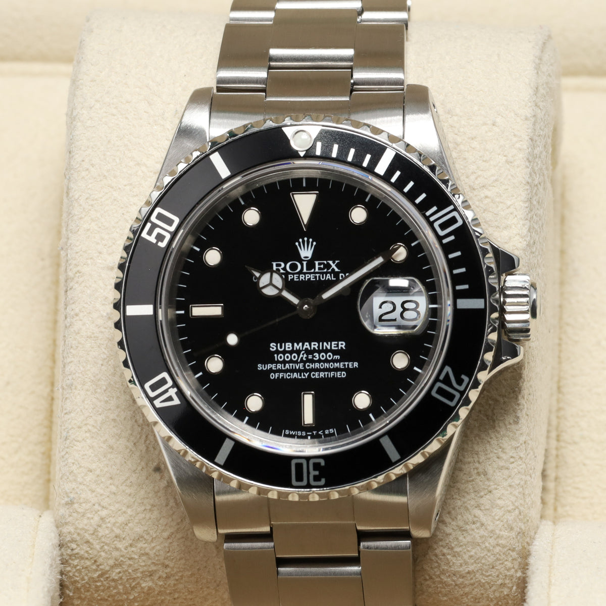 Rolex Submariner 1990 40mm Stainless Steel Black Dial Black Aluminum Unidirectional Rotating Bezel Oyster Bracelet 16610