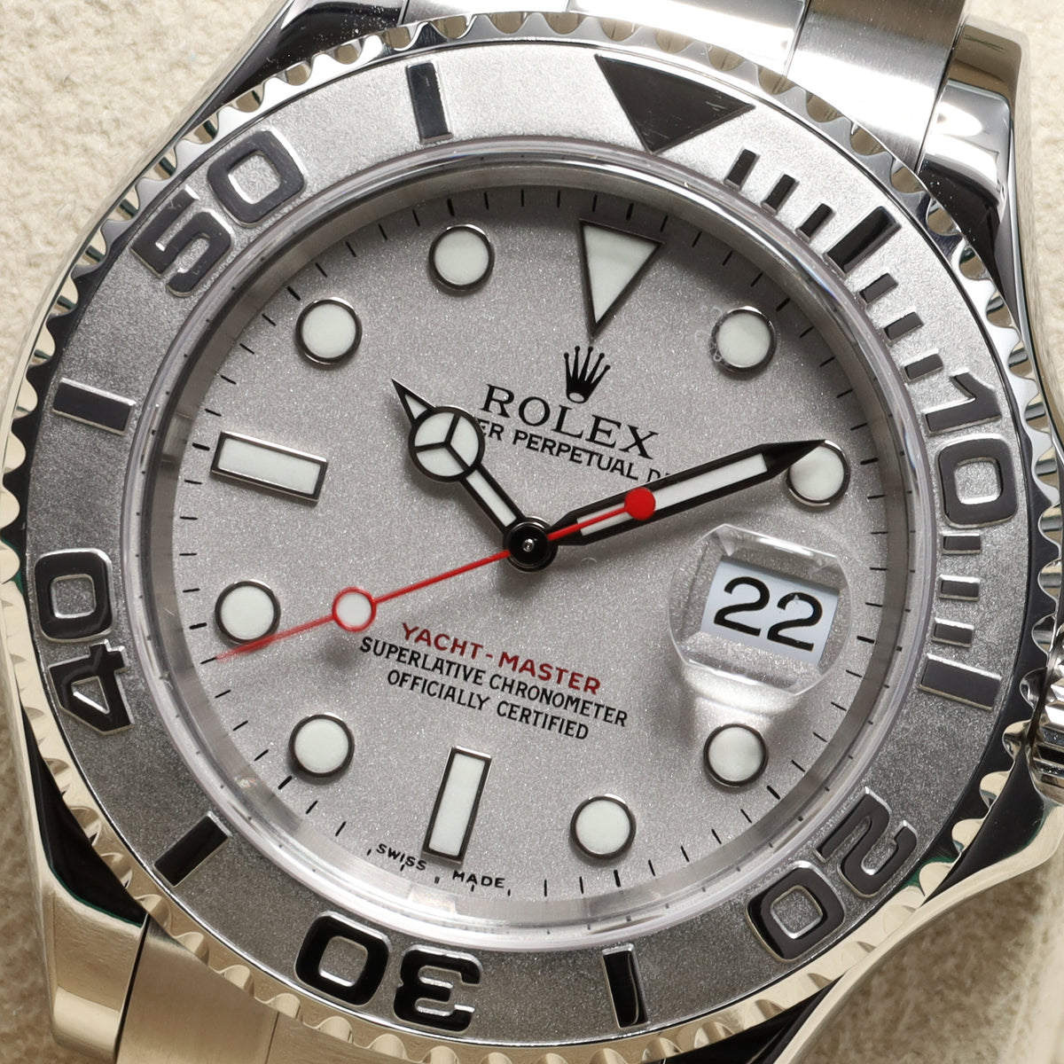Rolex Yachtmaster 40mm Stainless steel Rolesium Silver Dial Platinum Bidirectional Bezel Oyster Bracelet 16622