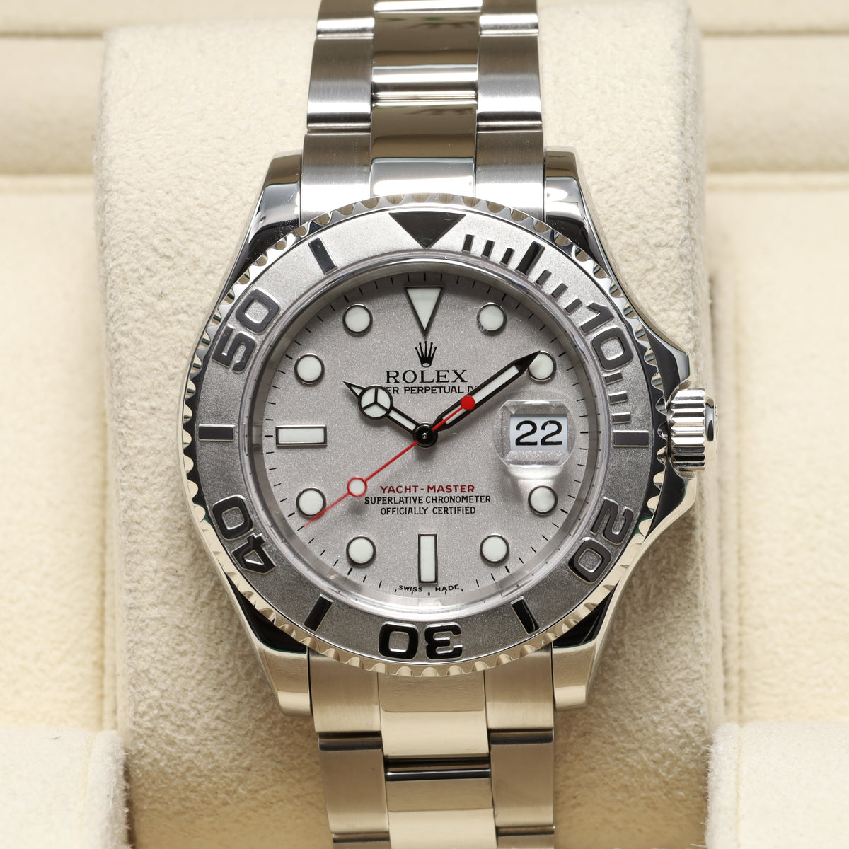 Rolex Yachtmaster 40mm Stainless steel Rolesium Silver Dial Platinum Bidirectional Bezel Oyster Bracelet 16622