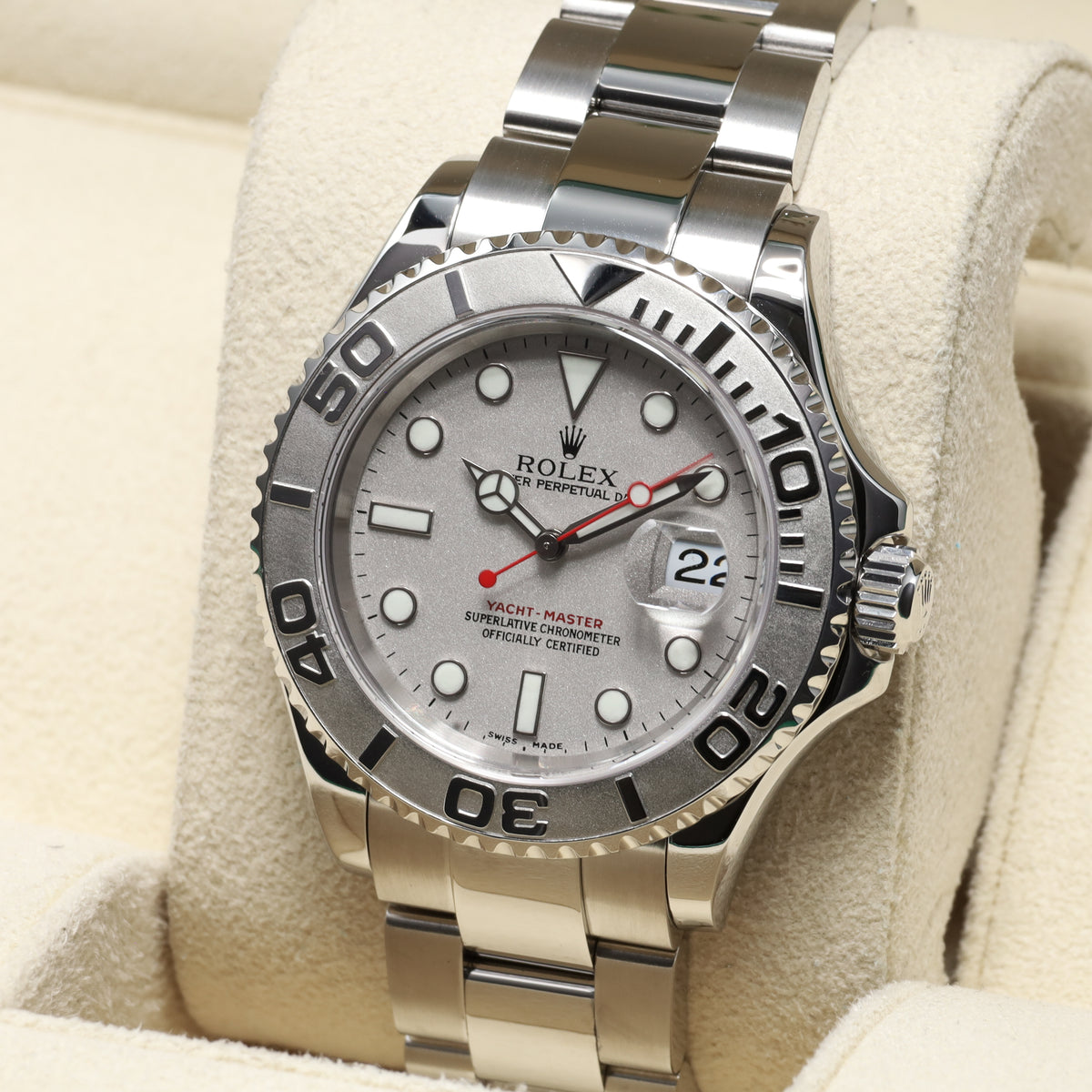Rolex Yachtmaster 40mm Stainless steel Rolesium Silver Dial Platinum Bidirectional Bezel Oyster Bracelet 16622
