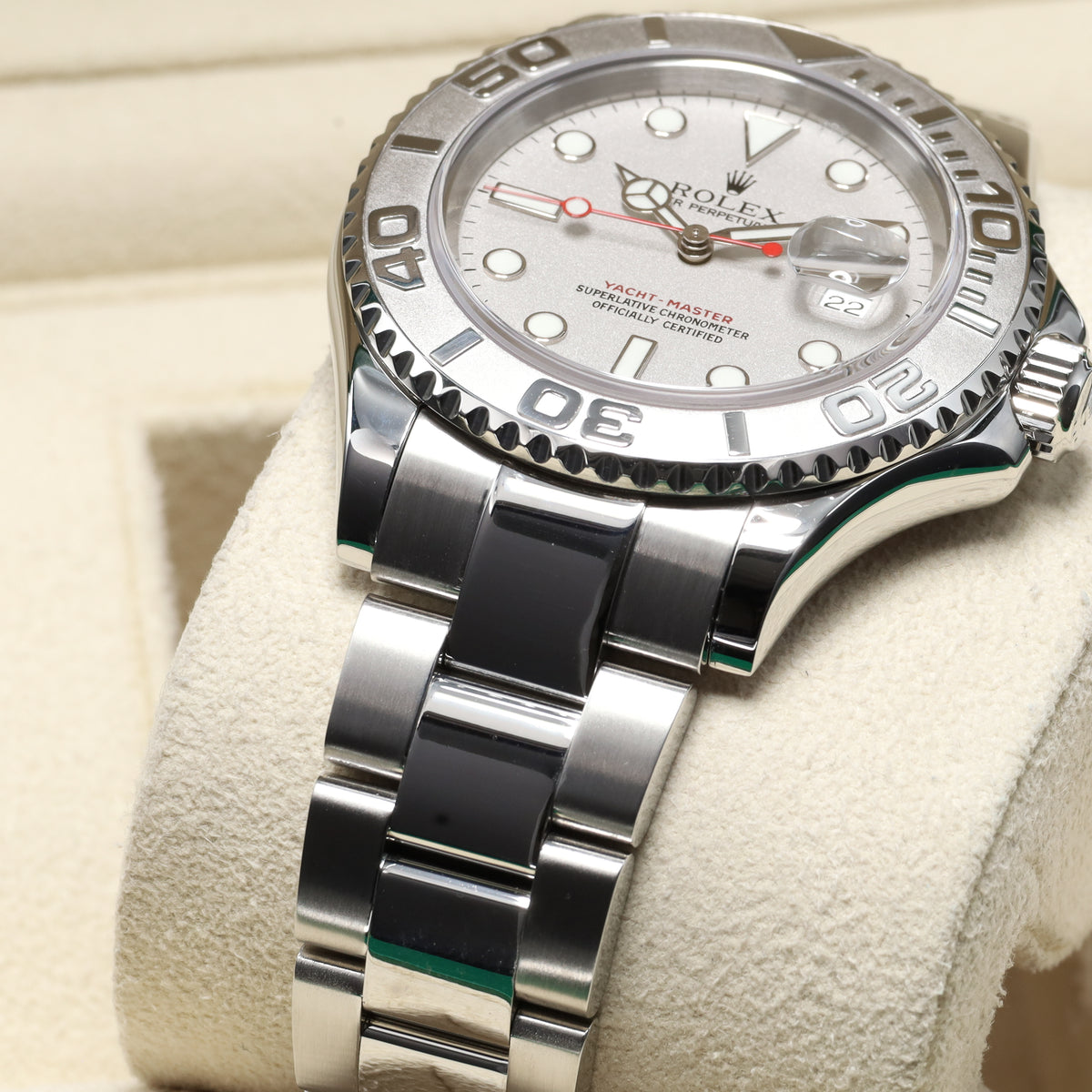 Rolex Yachtmaster 40mm Stainless steel Rolesium Silver Dial Platinum Bidirectional Bezel Oyster Bracelet 16622